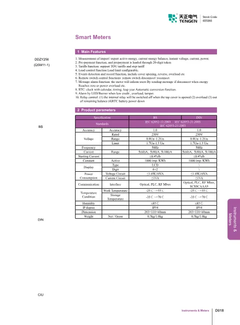 Trang bìa Smart Meters DDZY256 Catalogue