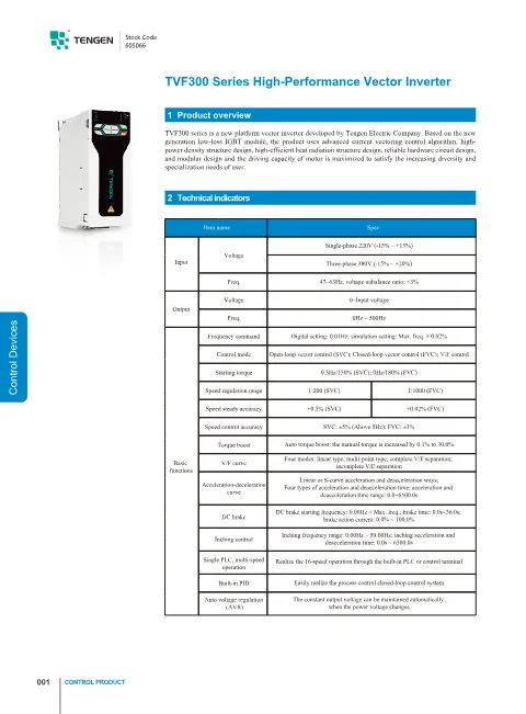 Trang bìa TVF300 Series Inverters Catalogue