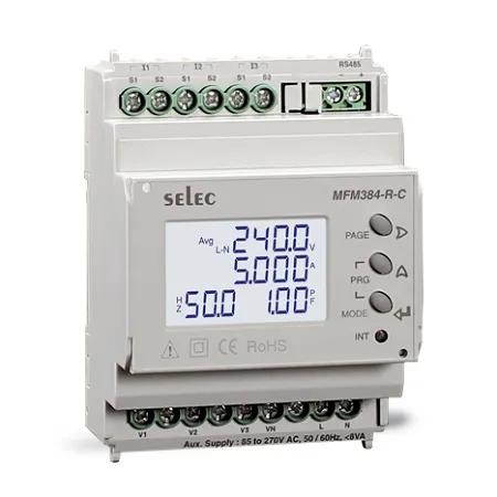 Đồng hồ đo điện đa năng Selec MFM384-R-C (gắn thanh ray)